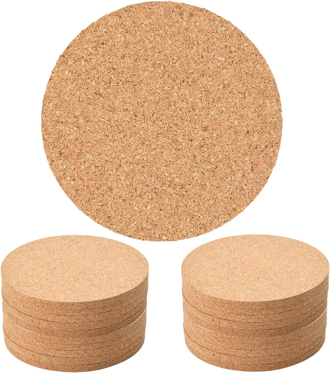 Dessous de verre: résistant à la chaleur, absorbant, en liège, Lot de 20, 10cm, 3mm