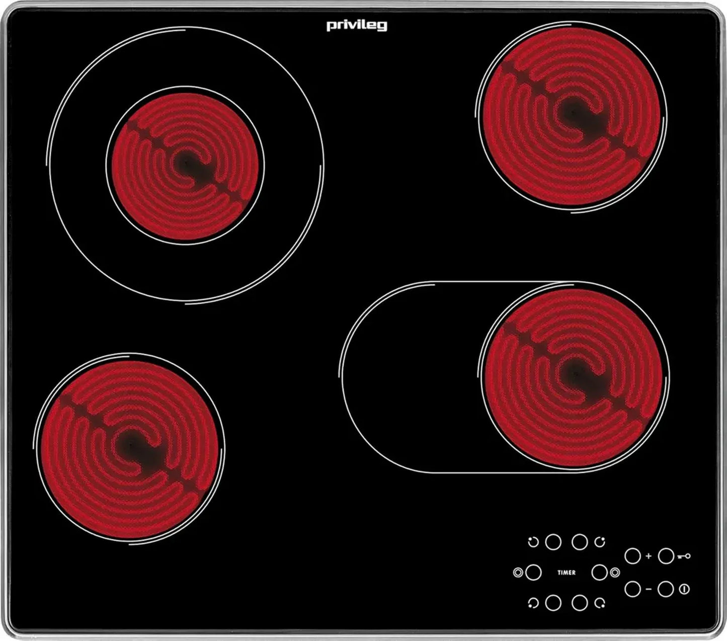 Plaque de cuisson vitrocéramique 60 cm Privileg PCTAC 6042 IN avec double circuit et sécurité enfant