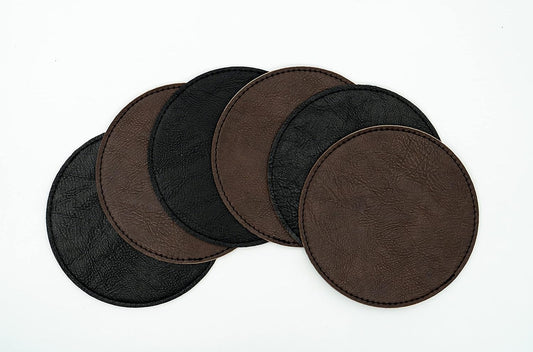 Dessous de verre — lavable, en verre, en polyester, résistant à l'eau, Lot de 6, 11 cm, noir