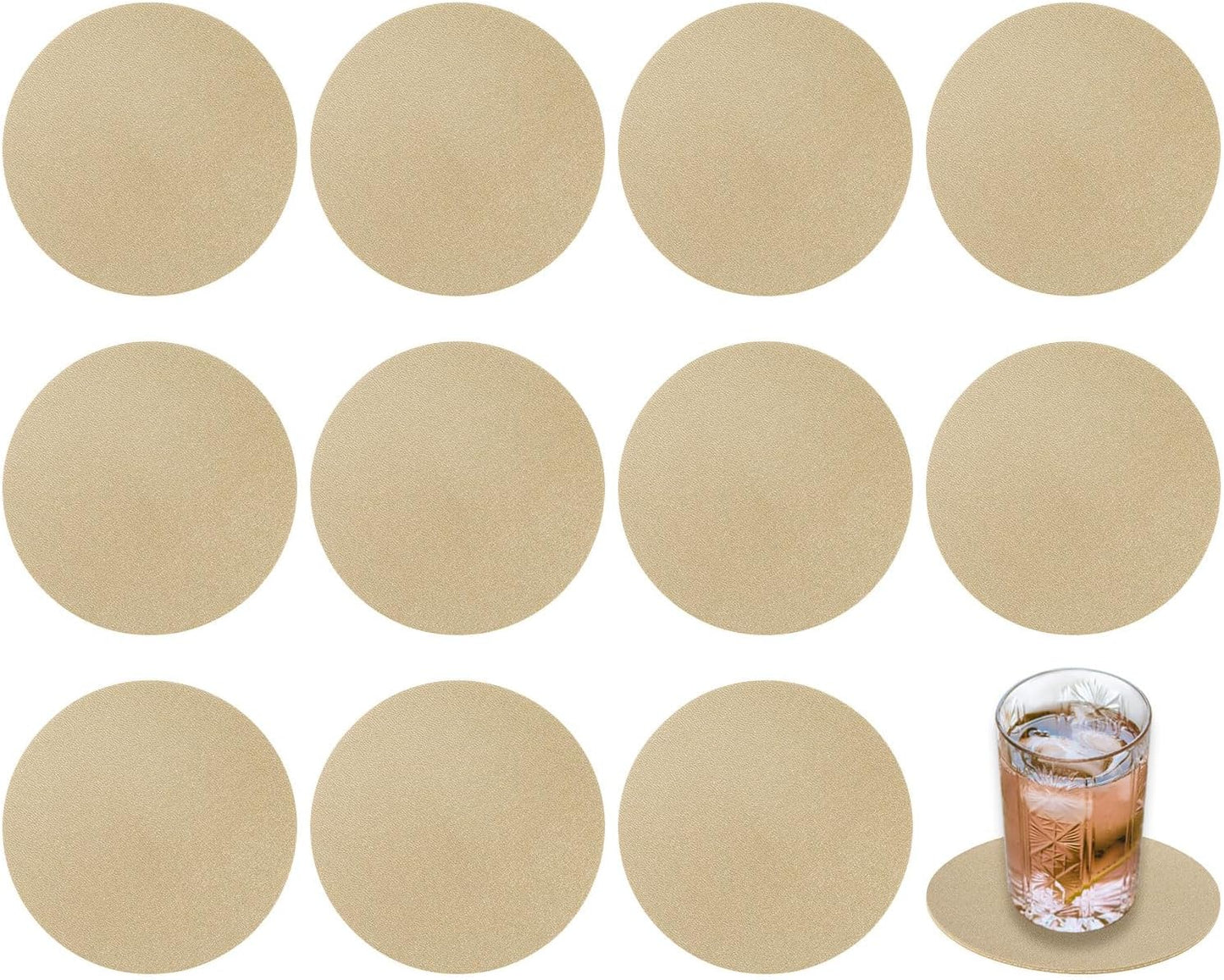Dessous de verre — lavable, antidérapant, usage à domicile, Lot de 12, doré