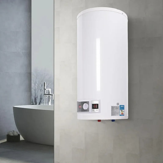 Chauffe-eau électrique 80L 2000W avec kit douche - Blanc - Température réglable 25-75°C pour cuisine et salle de bain