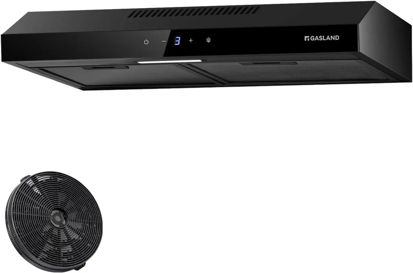 Hotte Aspirante Silencieuse 60 cm en Acier Noir - 202 m³/h, 3 Vitesses, Filtre à Charbon Actif