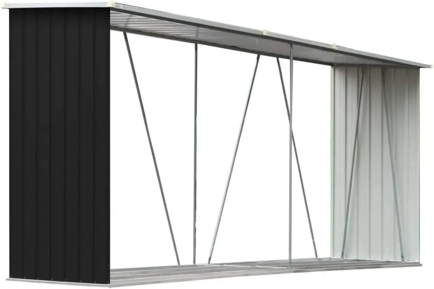 Abri à Bois en Acier Galvanisé Anthracite 330x84x152cm